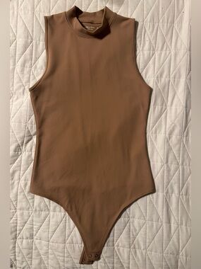 Abercrombie and fitch Soft A&F collection Brown Sleeveless Mock Neck Bodysuit